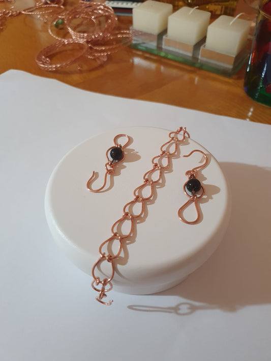 Set din cupru bratara si cercei